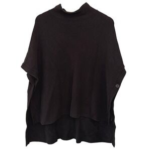 ELK The Label Poncho Sweater Womens One Size Black Wool Blend Mock Neck